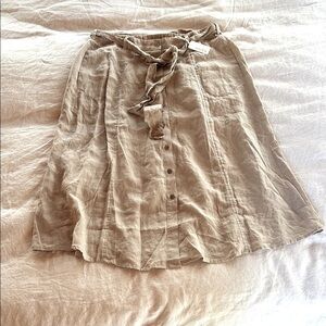 Elegant Beige A-Line Skirt with Button Detail